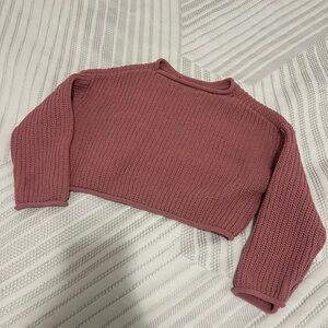 Kids Pink Knit Cropped Sweater